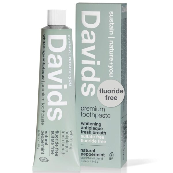 Davids Natural Toothpaste, Whitening, Antiplaque, Fluoride-Free, SLS-Free, Xylitol, Peppermint Oil, 5.25 oz